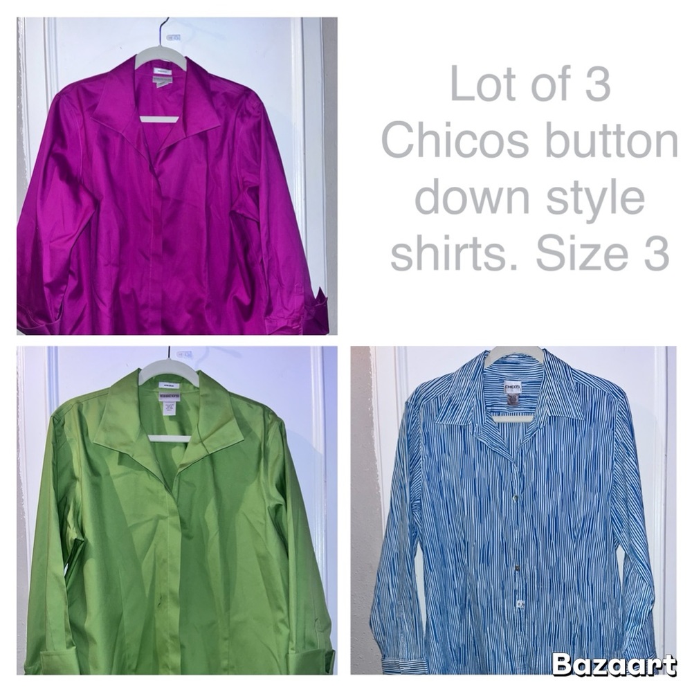 Chico's Button Down Shirts - Purple, Green, Blue